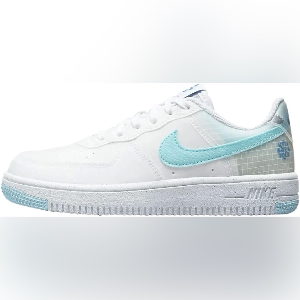 NWT Nike Force 1 Crater White/Tiffany Sneakers Copa-Riftblue-Volt, Size 6Y, 24cm
